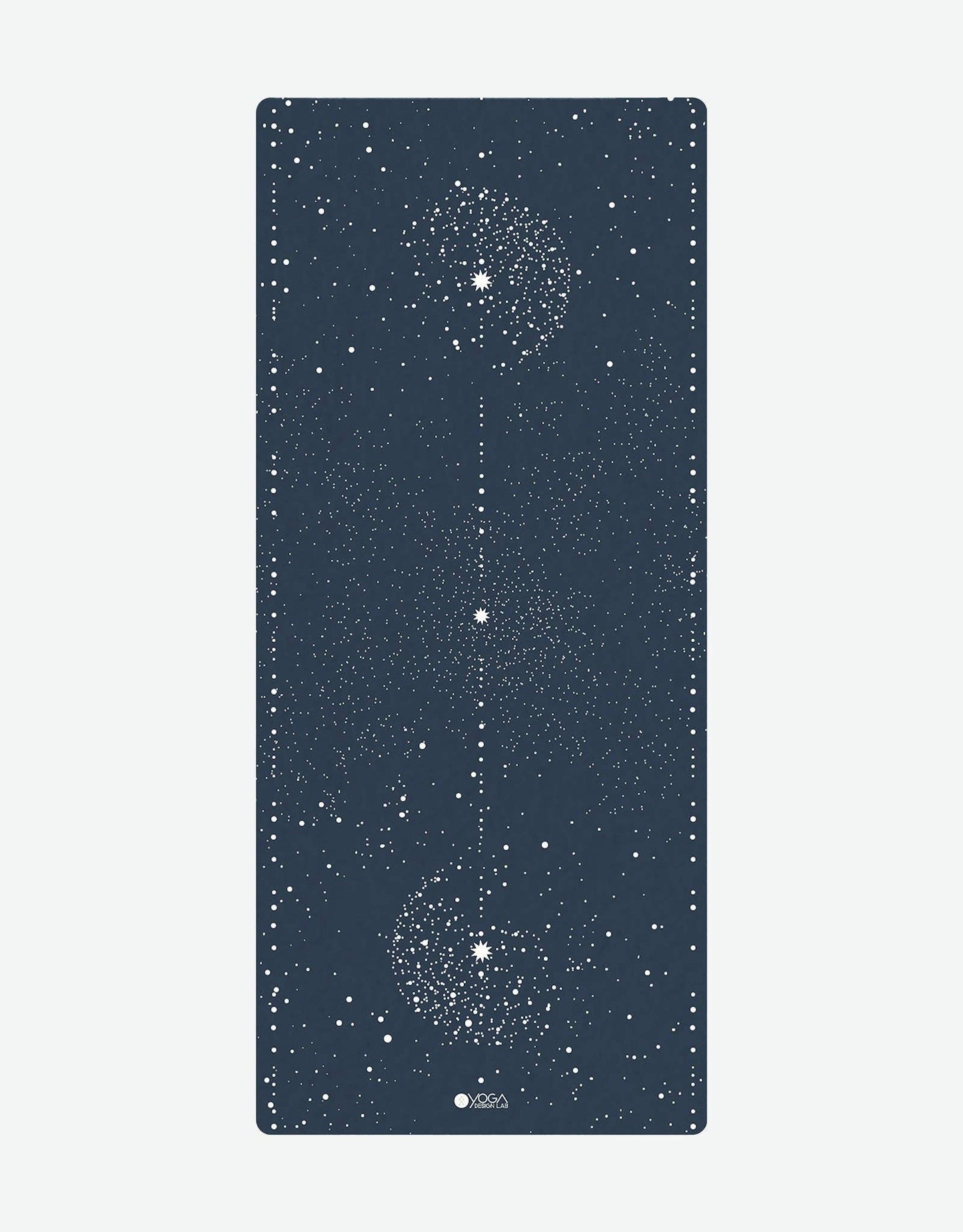 Yoga mat with starry night design on a white background