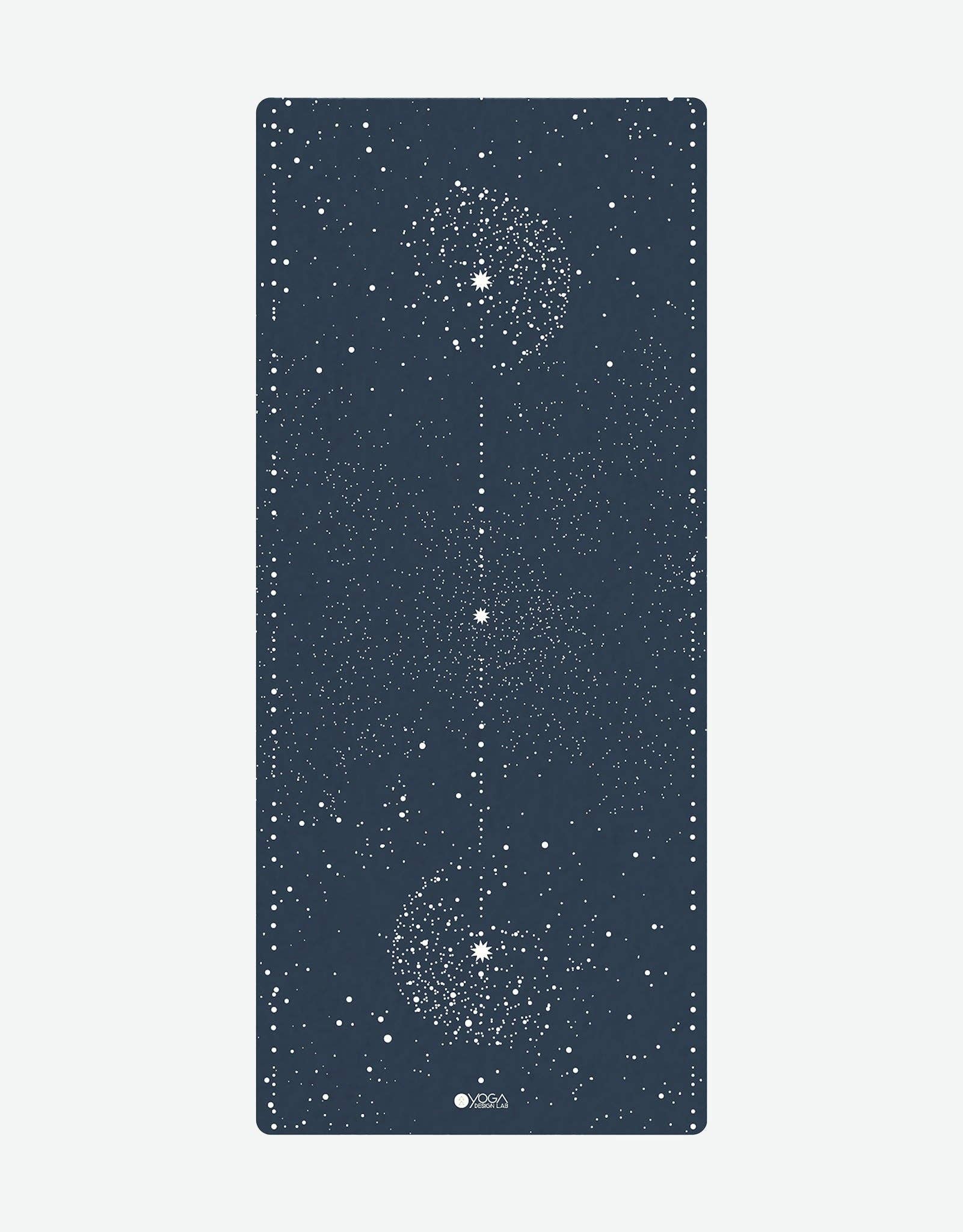 Yoga mat with starry night design on a white background