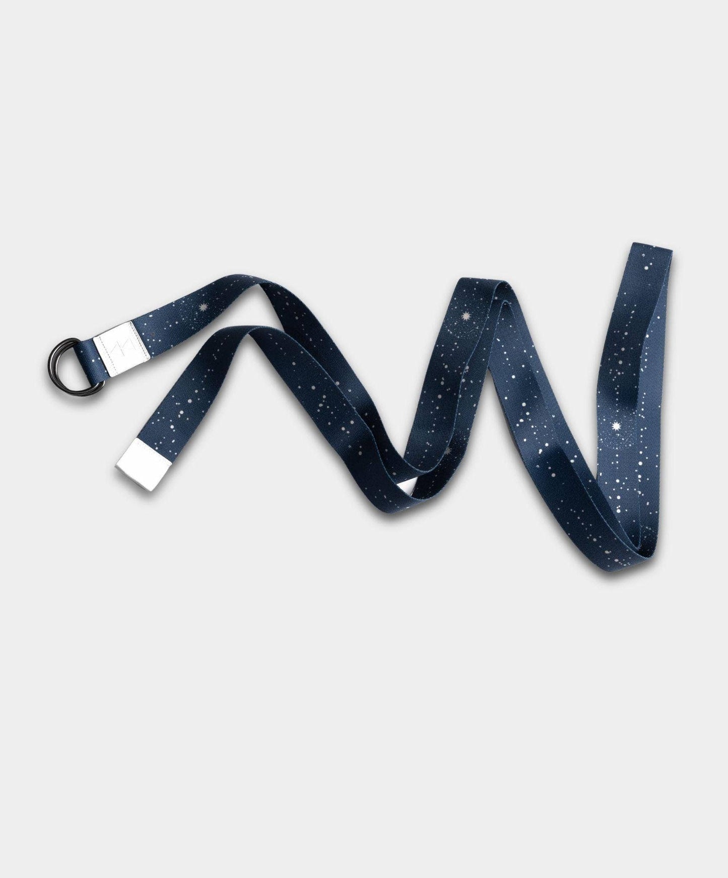 Navy blue lanyard with white speckles on a light gray background